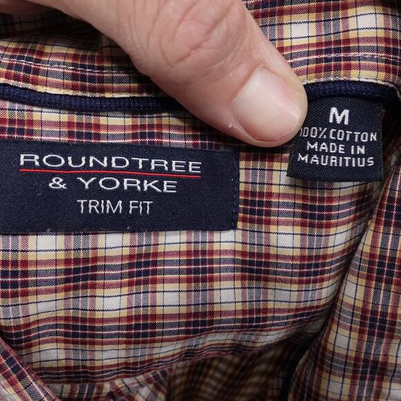 ROUNDTREE & YORKE TRIM FIT LONG SLEEVE BUTTON DOWN SHIRT MENS SIZE M MEDIUM - Picture 6 of 6